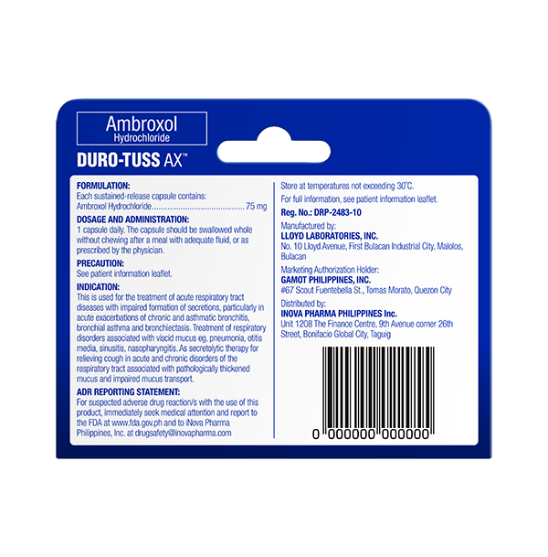 Ambroxol Hydrochloride (DURO-TUSS<sup>®</sup> AX) 75mg Sustained-Release Capsule