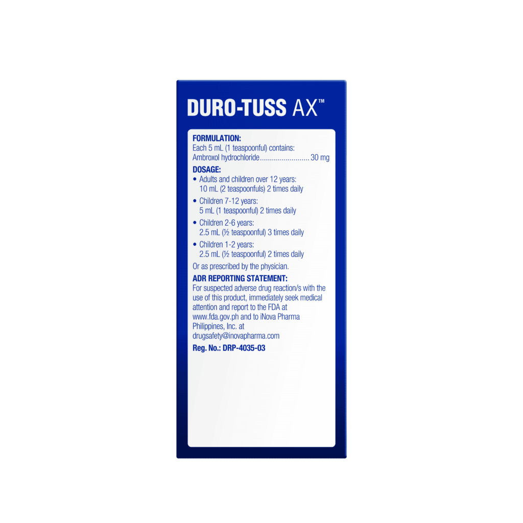 Ambroxol Hydrochloride  (DURO-TUSS<sup>®</sup> AX) 30mg /5mL  60ml Syrup